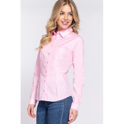 Slim Fit Stretch Cotton Shirt Pink