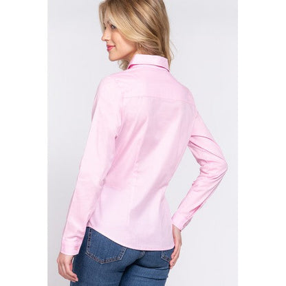 Slim Fit Stretch Cotton Shirt Pink