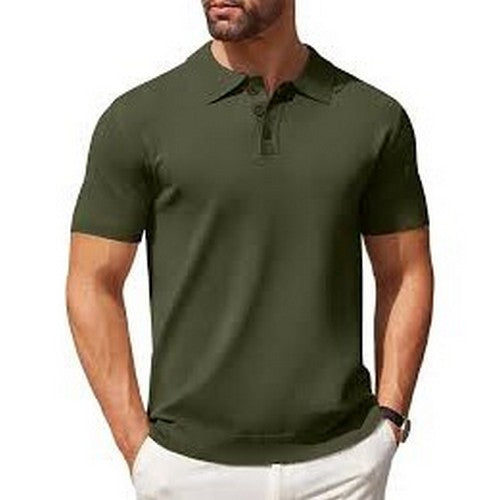 Sport Solid Cotton Polo Shirt Army Green