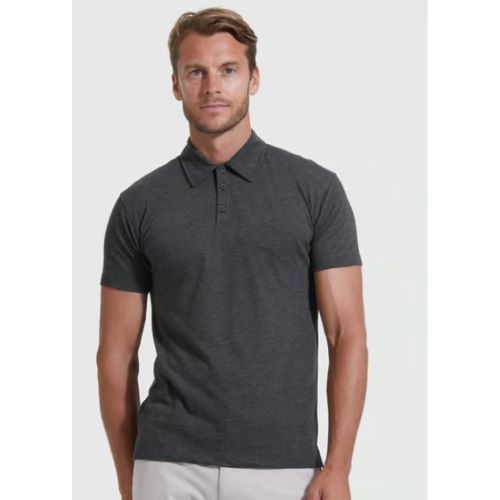 Sport Solid Cotton Polo Shirt Charcoal Grey