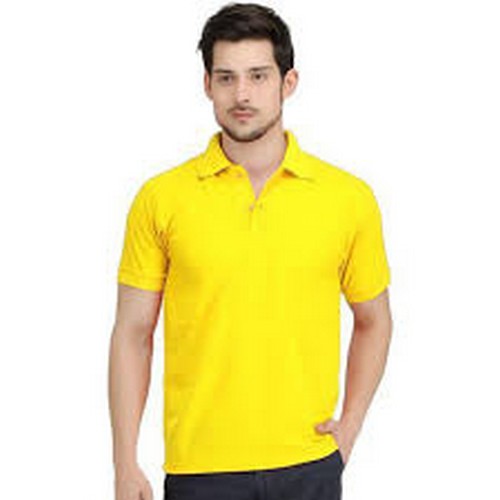 Sport Solid Cotton Polo Shirt Yellow