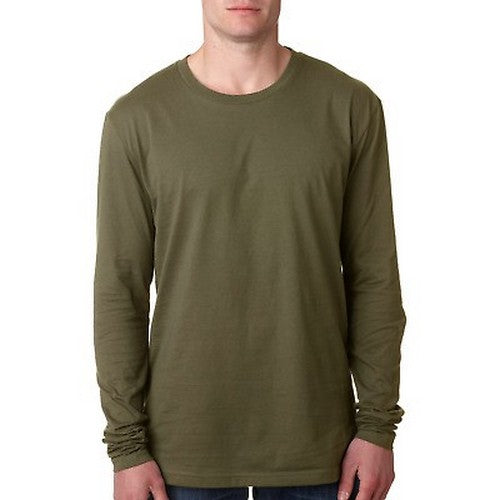 Smart Crew Neck Long Sleeve Cotton Jersey Army Green