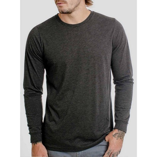 Smart Crew Neck Long Sleeve Cotton Jersey Dark Heather Grey