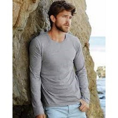 Smart Crew Neck Long Sleeve Cotton Jersey Light Heather Grey