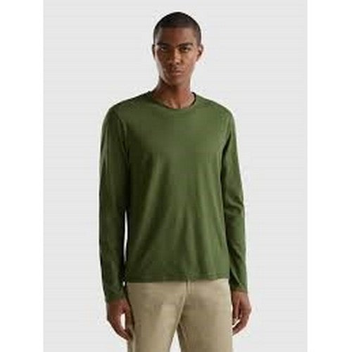 Smart Crew Neck Long Sleeve Cotton Jersey Olive
