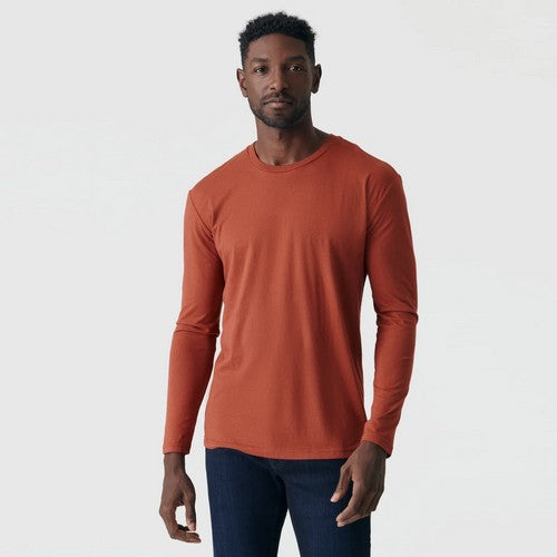 Smart Crew Neck Long Sleeve Cotton Jersey Rust