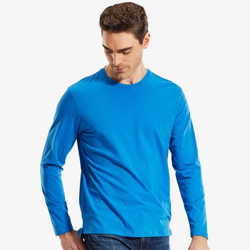 Smart Crew Neck Long Sleeve Cotton Jersey Turquoise
