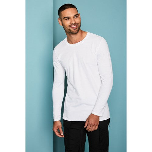 Smart Crew Neck Long Sleeve Cotton Jersey White