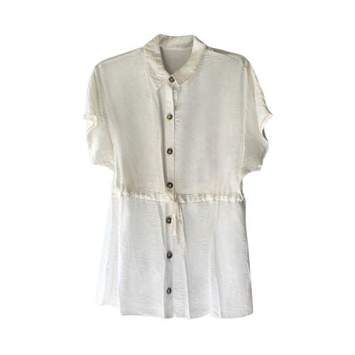 Drop Sleeve Tie Front Shirt White