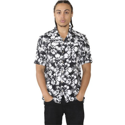 Tessentials Printed Hawaiian Shirt Black Floral