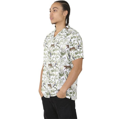 Tessentials Printed Hawaiian Shirt Green Safari