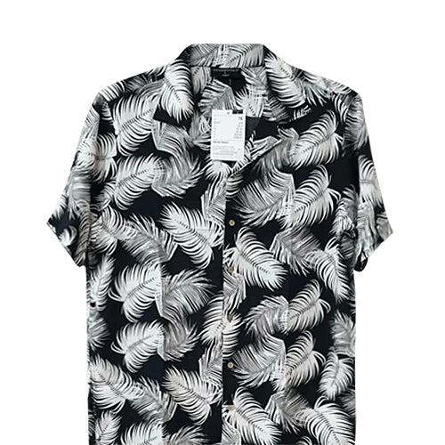 Tessentials Printed Hawaiian Shirt Navy Leaf