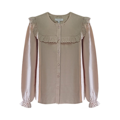 Cortefiel Ruffle Tencel Shirt Beige