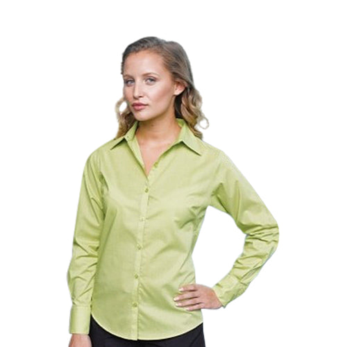 Kustom Kit Long Sleeve Oxford Shirt Lime Green