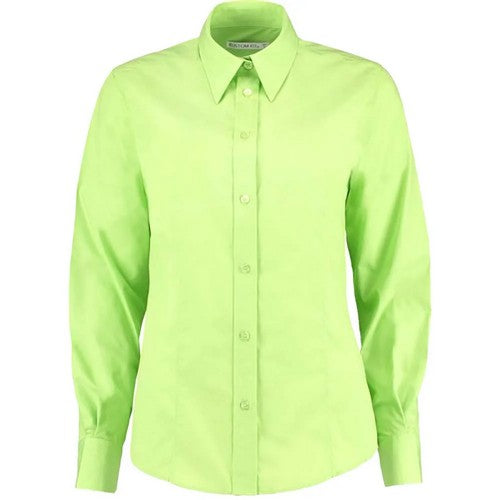 Kustom Kit Long Sleeve Oxford Shirt Lime Green