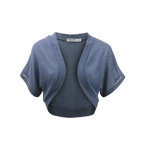 WSK1529 Knit Bolero Shrug Ash Blue