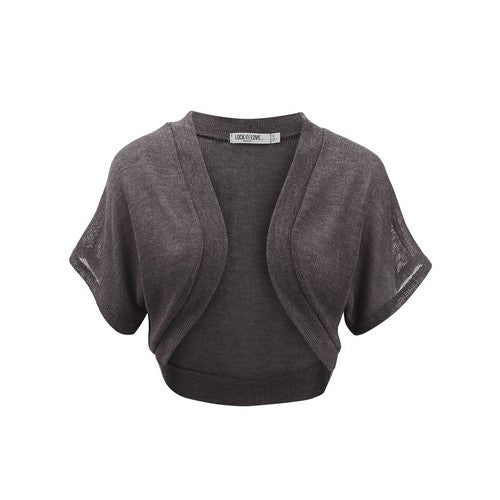 WSK1529 Knit Bolero Shrug Charcoal