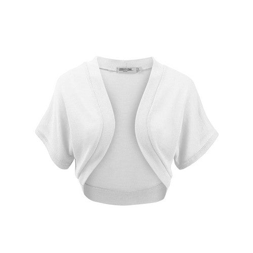 WSK1529 Knit Bolero Shrug White