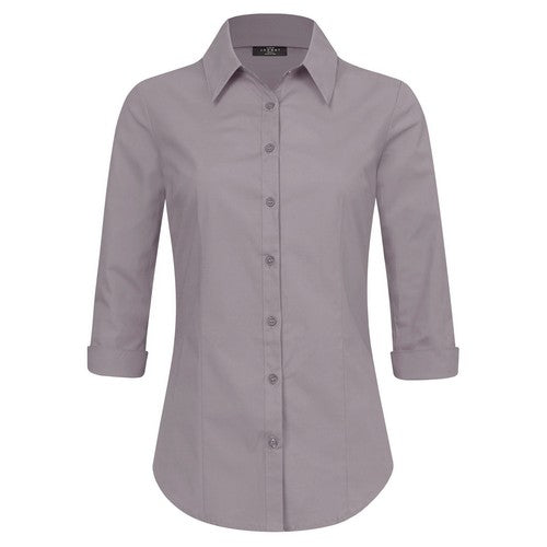 WT1947 Stretch Cotton 3/4 Sleeve Shirt Grey