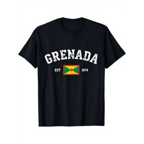 EST 1974 Grenada Independence Graphic Tee in Black