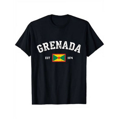 EST 1974 Grenada Independence Graphic Tee in Black