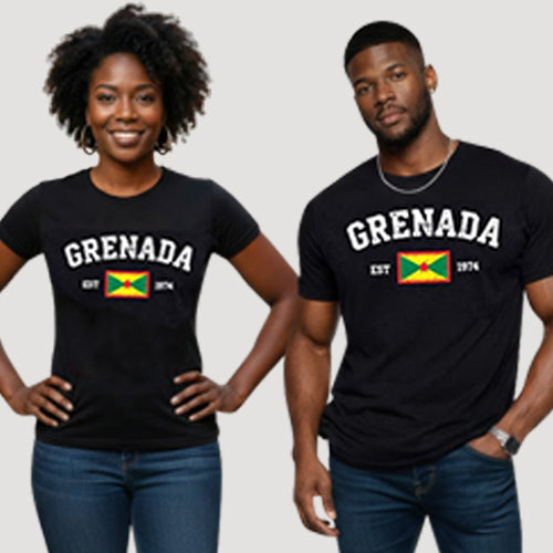 EST 1974 Grenada Independence Graphic Tee in Black