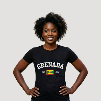 EST 1974 Grenada Independence Graphic Tee in Black
