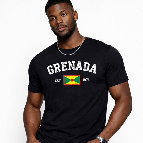 VR9673099 EST 1974 Grenada Independence Graphic Tee in Black
