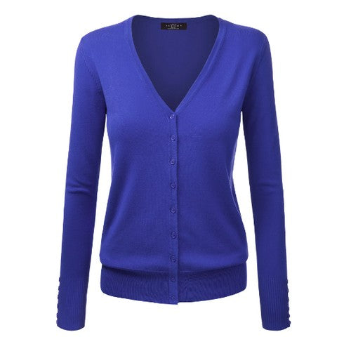 WSK780 Keep It Classic V-Neck Cardigan  Royal Blue