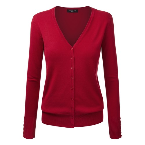 WSK780 Keep It Classic V-Neck Cardigan  Red