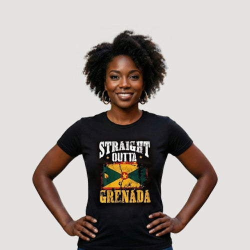 Straight Outta Grenada Independence Graphic Tee in Black