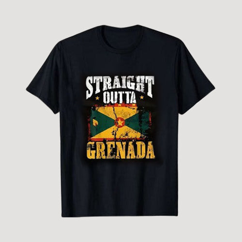 Straight Outta Grenada Independence Graphic Tee in Black