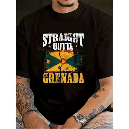 ED7907376 Straight Outta Grenada Independence Graphic Tee in Black