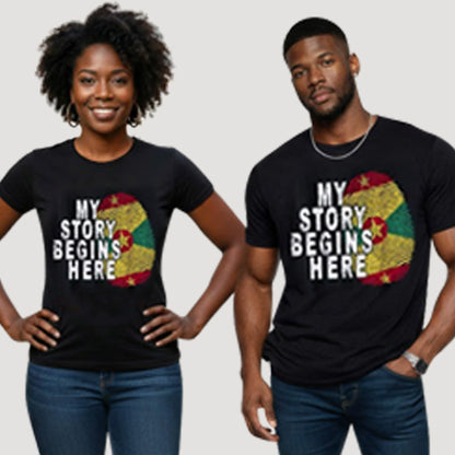 My Story Begins Here Grenada Independence Graphic Tee in Black