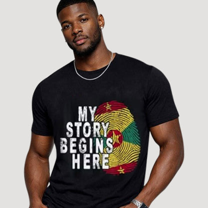 My Story Begins Here Grenada Independence Graphic Tee in Black