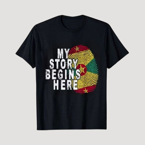 My story Begins Here Grenada Independence Graphic Tee in Black