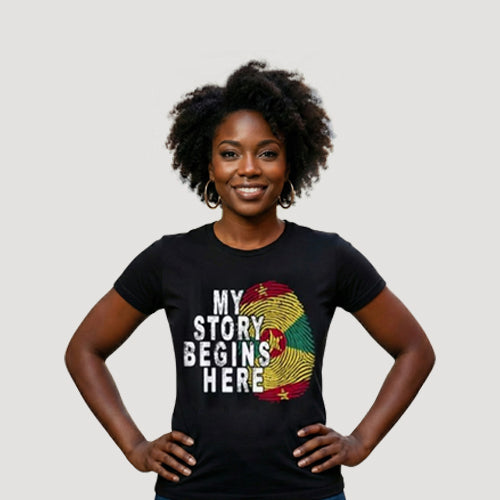 My Story Begins Here Grenada Independence Graphic Tee in Black