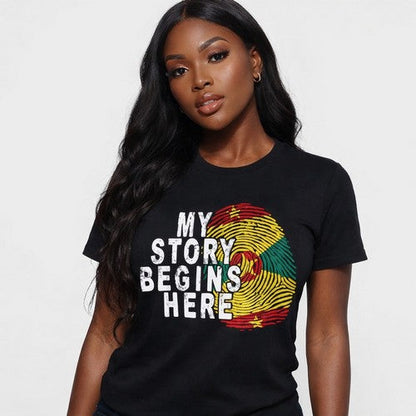 My Story Begins Here Grenada Independence Graphic Tee in Black
