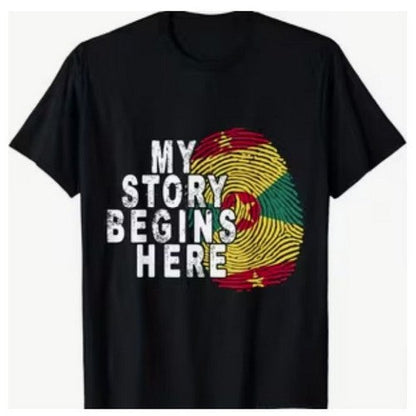 My Story Begins Here Grenada Independence Graphic Tee in Black