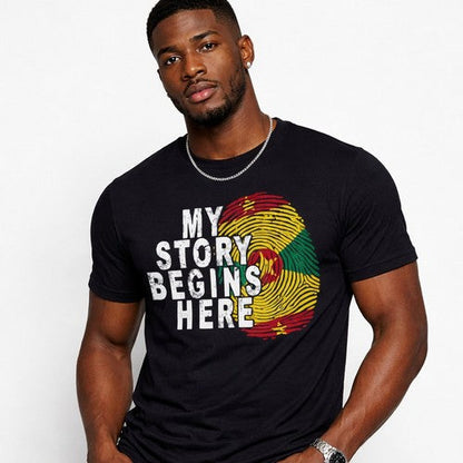 My Story Begins Here Grenada Independence Graphic Tee in Black
