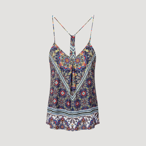 Paisley Print Cami Halter Top in Blue/Yellow