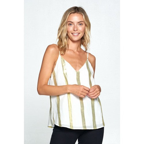 1540TPY Stripe V Neck Cami Vest