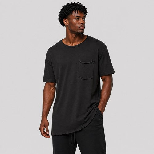 Raw Edge Longline Jersey in Black