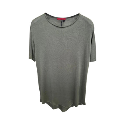 Curve Hem Longline Knit Jersey in Olive