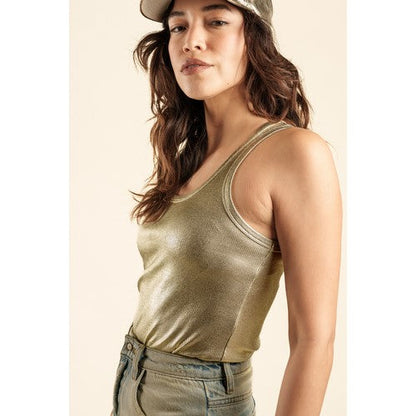 Metallic Rib Tank Top