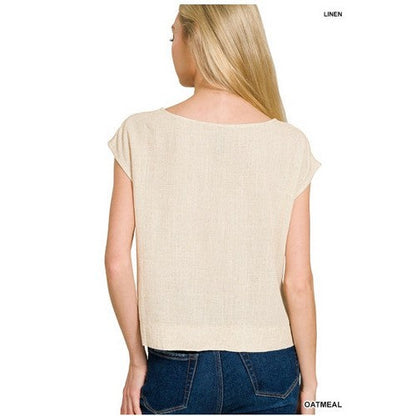 Linen Sleeveless Top in Oatmeal