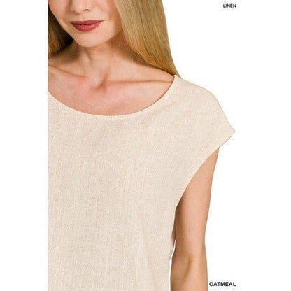 Linen Sleeveless Top in Oatmeal