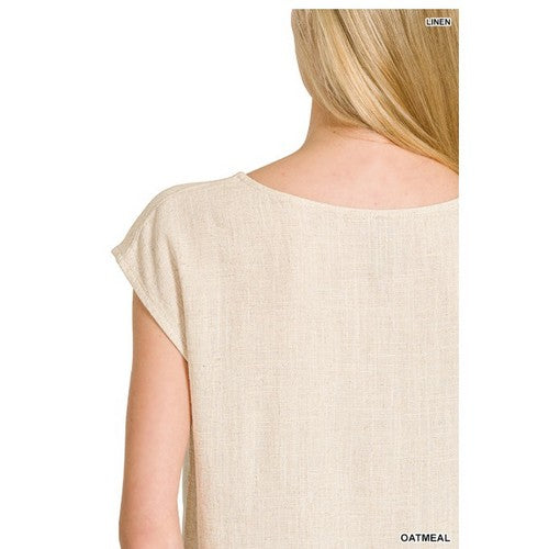 Linen Sleeveless Top in Oatmeal