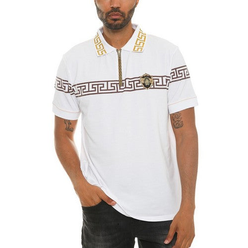 BP010-C810 Version Couture Gold Emblem Polo Shirt in White