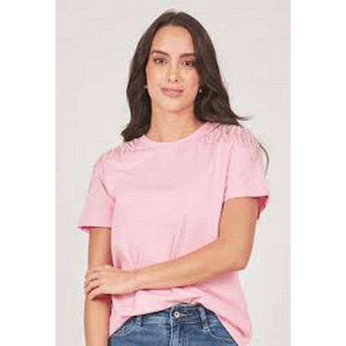 GT931 Sequin Shoulder Dressy T-Shirt Pink